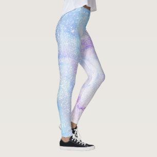 Galaxie Wasserfarbe Pastellblau und Violett Yoga Leggings