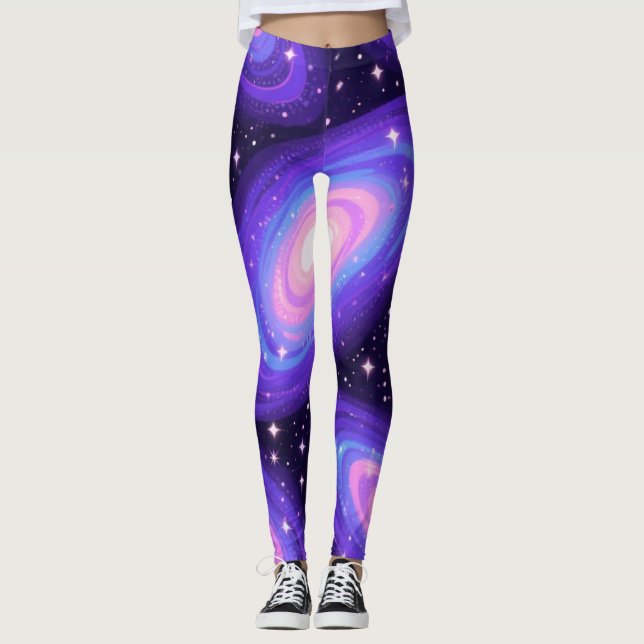 Galaxie-Wirbel Muster Dreamy Cosmic Nebel Design Leggings (Vorderseite)