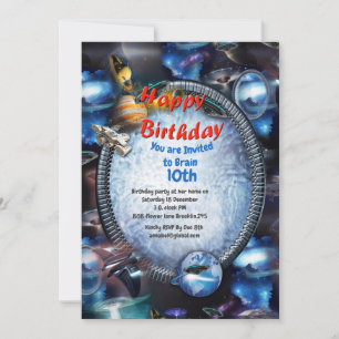 Galaxiebesucher im Weltraum Einladung