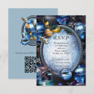 Galaxiebesucher im Weltraum RSVP Karte