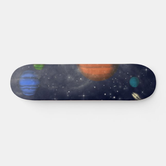 Galaxien mit Sternen und Planeten im Weltraum Skateboard (Horizontal)