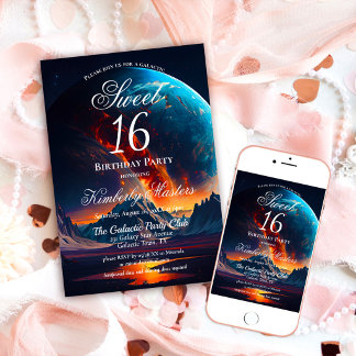 Galaxy 16 . Geburtstag Geburtstagsparty Einladung