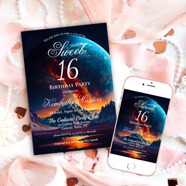 Galaxy 16 . Geburtstag Geburtstagsparty Einladung (Von Creator hochgeladen)