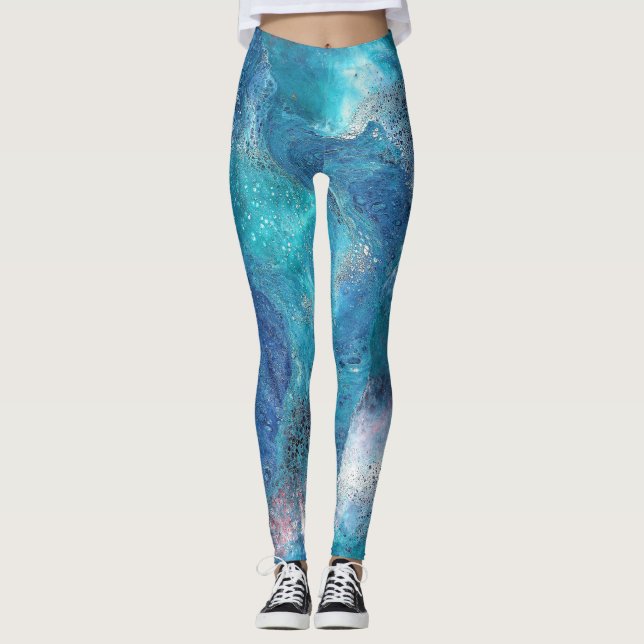Galaxy 3 Soft Blue Abstrakte Leggings (Vorderseite)