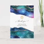 Galaxy Agate Bat Mitzvah Dankeskarte<br><div class="desc">Galaxy Imitate Gold Glitzer agate Stein Fledermaus mitzvah danke Karte mit eleganten Handschrift Typografie,  die auf Ihre Veranstaltung spezifischen anpassen können.</div>