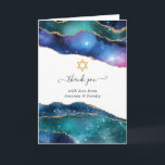 Galaxy Agate Bat Mitzvah Dankeskarte<br><div class="desc">Galaxy Imitate Gold Glitzer agate Stein Fledermaus mitzvah danke Karte mit eleganten Handschrift Typografie,  die auf Ihre Veranstaltung spezifischen anpassen können.</div>