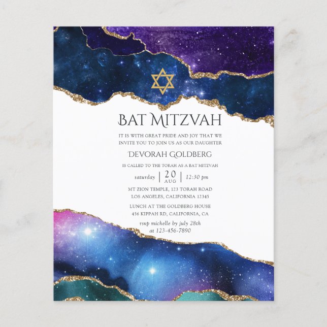 Galaxy Agate Bat Mitzvah Einladung Flyer (Vorne)