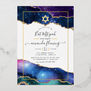 Galaxy Agate Bat Mitzvah Folieneinladung