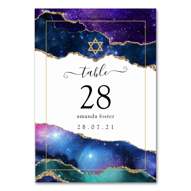 Galaxy Agate Bat Mitzvah Tischnummer (Vorderseite)