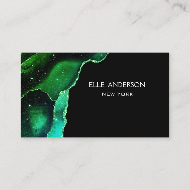 Galaxy Agate Modern Emerald Green Malachite Visitenkarte (Vorderseite)