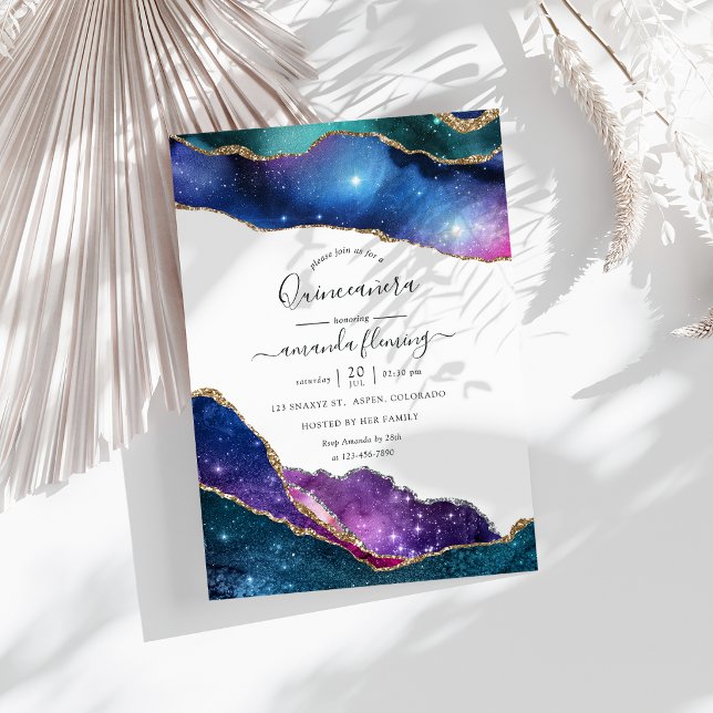 Galaxy Agate Quinceañera Einladung (Galaxy Agate Quinceañera Invitation)