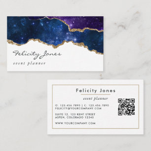 Galaxy Agate Stone QR Code Business Card Visitenkarte