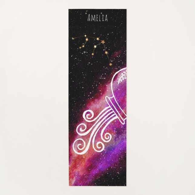 Galaxy Aquarius Constellation Zodiac Custom Sign Yogamatte (Vorderseite)