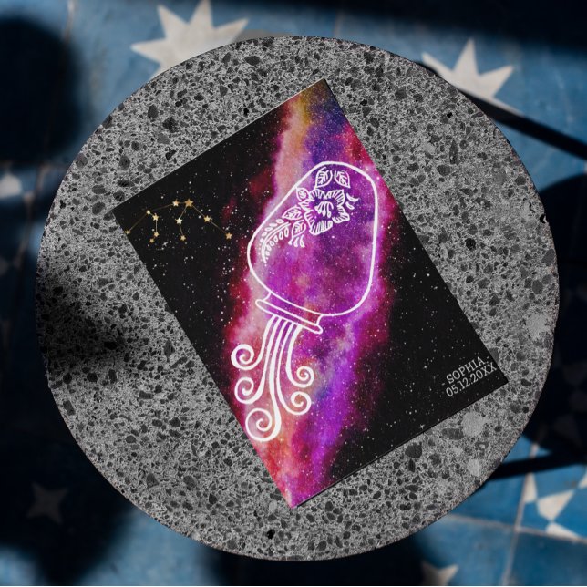 Galaxy Aquarius Personalisiert Zodiac-Zeichen Postkarte (Von Creator hochgeladen)