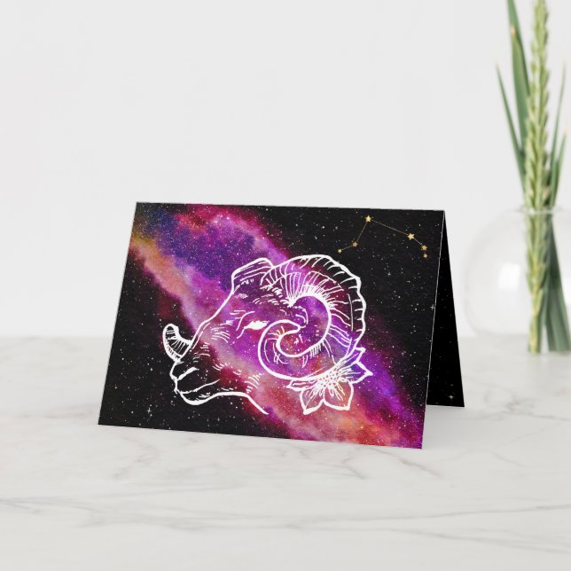 Galaxy Aries Constellation Zodiac Sign Birthday Karte (Vorderseite)