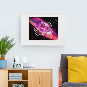 Galaxy Aries Sternbild Tierkreiszeichen Wandkunst Poster