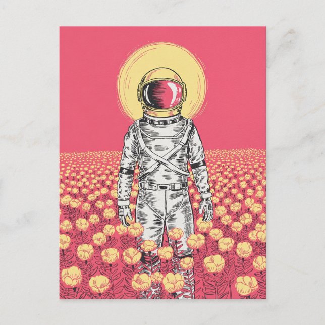 Galaxy Astronaut Space Explorer-Bereich für Blume Postkarte (Vorderseite)