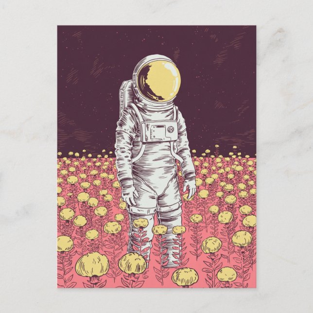 Galaxy Astronaut Space Explorer-Bereich für Blume Postkarte (Vorderseite)