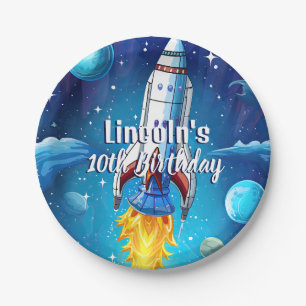 Galaxy Astronaut Space Shuttle Rocketship Geburtst Pappteller