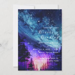 Galaxy Aurora Wald Nacht Hochzeit Einladung