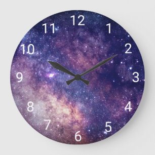 Galaxy Außer Space Sky Sterne Blue Night Numbers Große Wanduhr