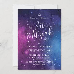 Galaxy Bat Mitzvah Einladung Sternennacht
