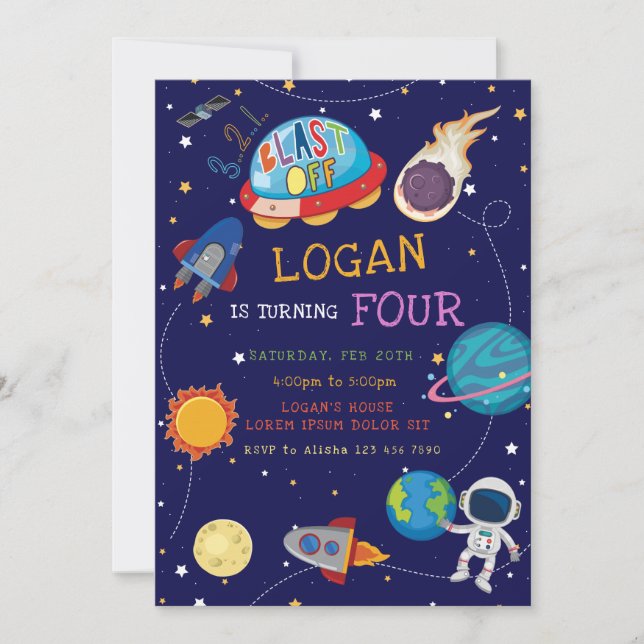 Galaxy Birthday Einladung (Vorderseite)