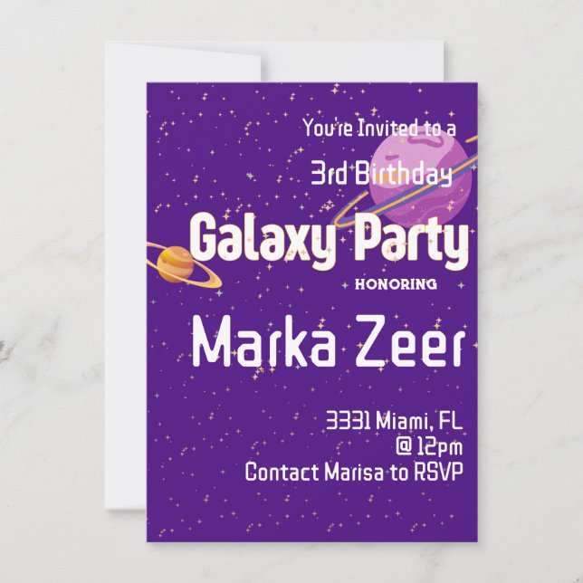 Galaxy Birthday Einladung (Vorderseite)