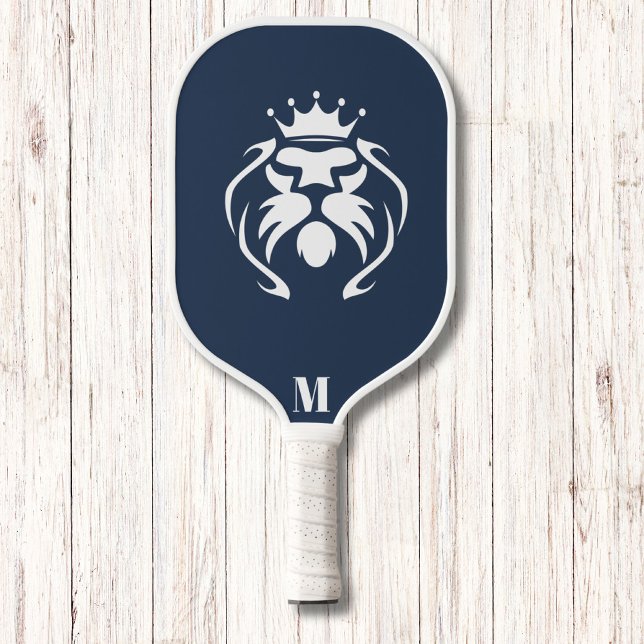 Galaxy Blue and White King Lion Modern Monogram Pickleball Schläger (Von Creator hochgeladen)