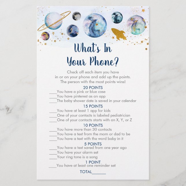 Galaxy Blue Gold Space Was ist in Ihrem Handyspiel (Vorderseite)