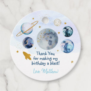 Galaxy Blue Gold Weltraum Geburtstag Geschenkanhänger