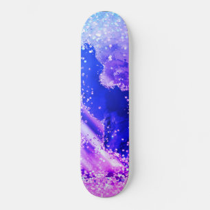 GALAXY BLUE LILA GLITZER Skateboard Deck