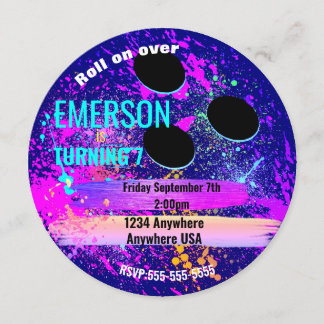 Galaxy BOWLING BALL, Bowling, Glow Geburtstagspart Einladung