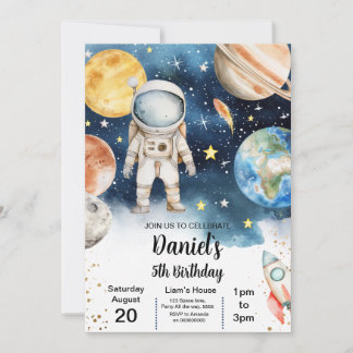 Galaxy Boy Weltraumplaneten Sun Moon Birthday Einladung