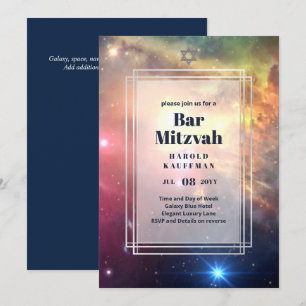 GALAXY Boys BAR MITVAH Space Blue Einladung