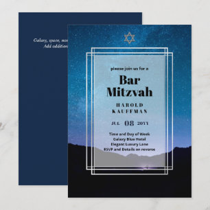 GALAXY Boys BAR MITVAH Space Blue Einladung