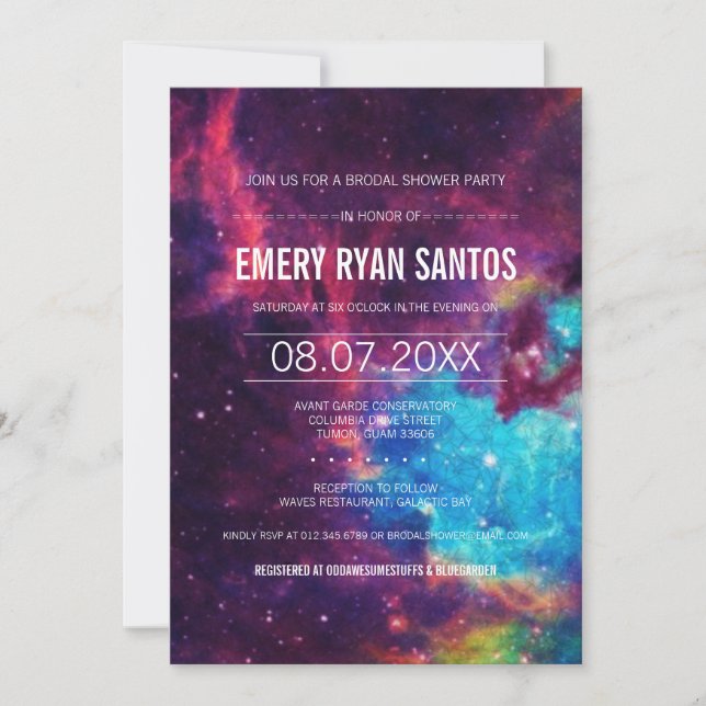 Galaxy Brodal Dusche Einladung (Vorderseite)