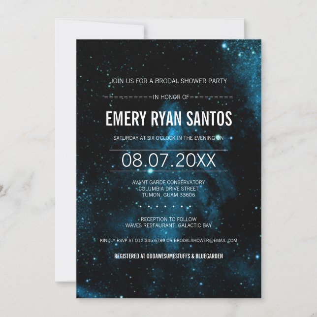 Galaxy Brodal Dusche Einladung (Vorderseite)
