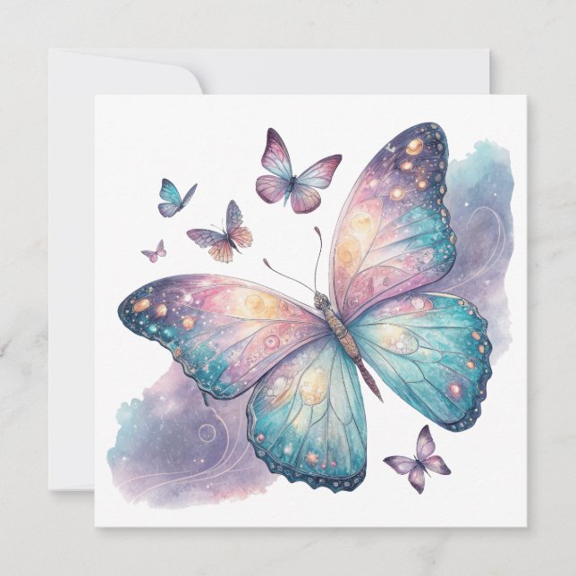 Galaxy Butterfly with Pastel Celestial Wings  Karte (Vorderseite)