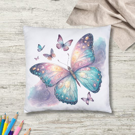 Galaxy Butterfly with Pastel Celestial Wings  Kissen