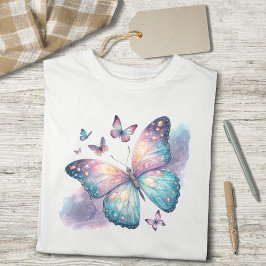 Galaxy Butterfly with Pastel Celestial Wings  Tri-Blend Shirt