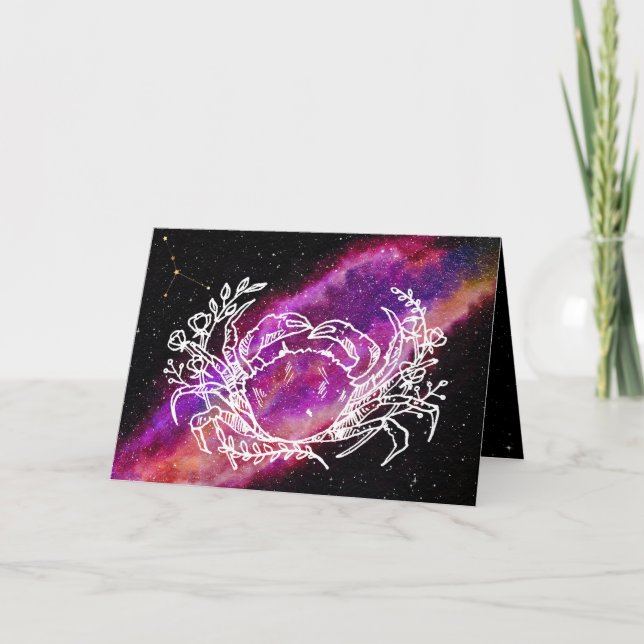 Galaxy Cancer Constellation Zodiac Sign Birthday Karte (Vorderseite)