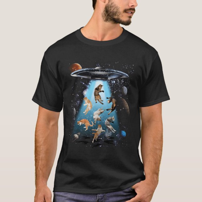 Galaxy Cat Cat Ufo Cat Cat Cat Cat Eigentümer T-Shirt (Vorderseite)