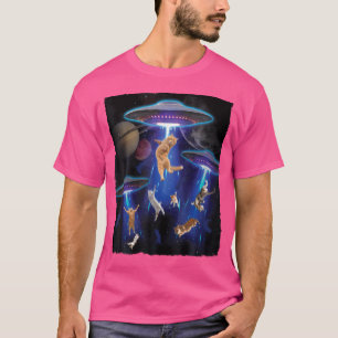 Galaxy Cat Funny Cat Ufo Entführung T-Shirt