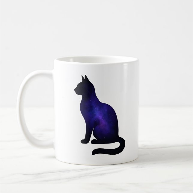 Galaxy Cat Illustration | Cosmic Nebula Cat Lover Kaffeetasse (Links)