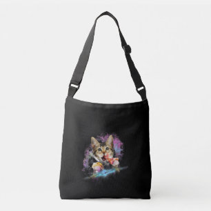 Galaxy Cat Rules Space With Taco And Pizza Power Tragetaschen Mit Langen Trägern