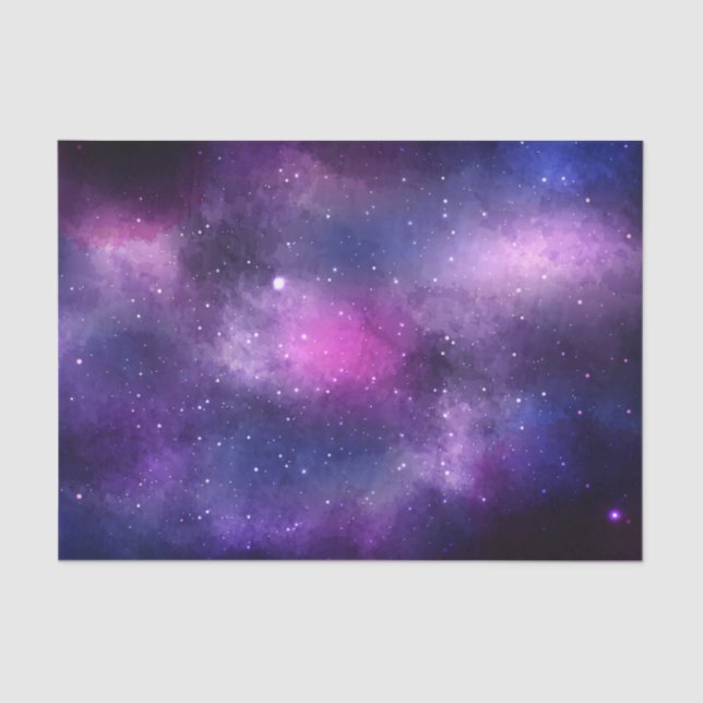 Galaxy Celestial Stars Blauer und Lila Raumnebel Seidenpapier (Vorderseite)