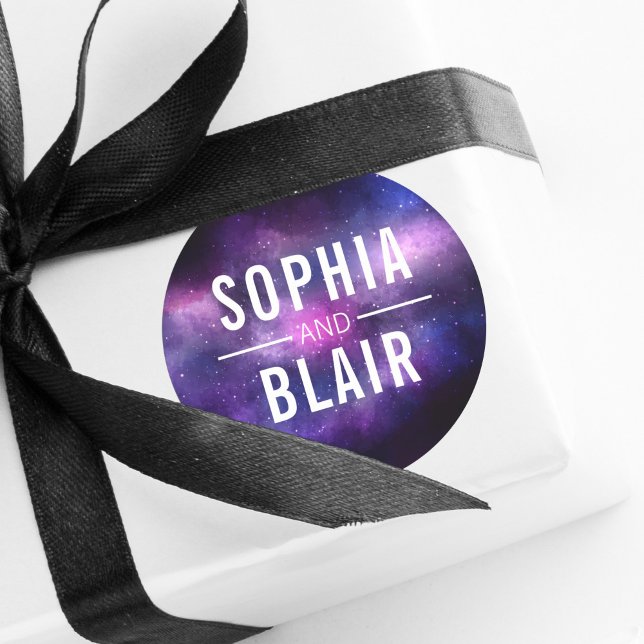 Galaxy Celestial Stars Moderne Hochzeit Personalis Runder Aufkleber (Von Creator hochgeladen)