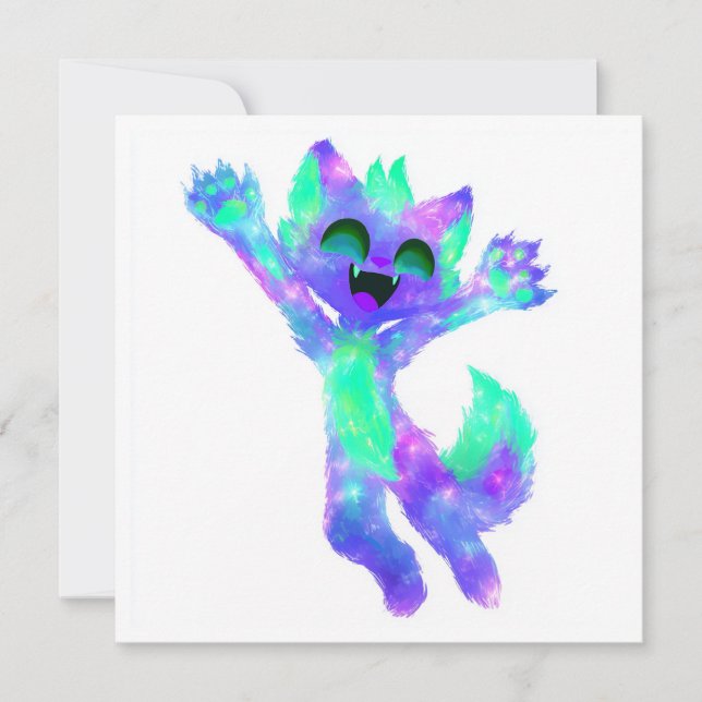 Galaxy Chibi Cat Party Einladung (Vorderseite)