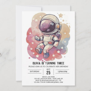 Galaxy Chic Journey Astronaut Geburtstag Einladung